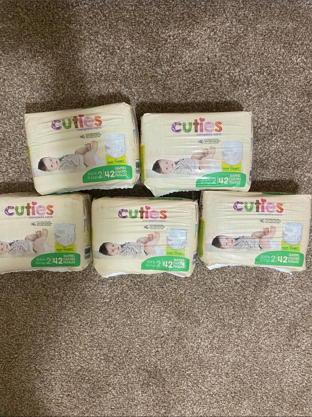 Cuties Baby Diapers Size 2, Lot of 5
